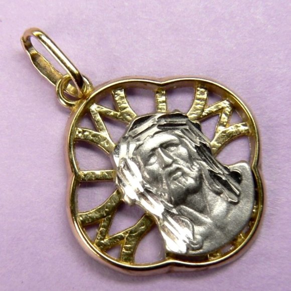 10K Gold JESUS TRADITION Pendant Two tone Religious - Picture 1 of 6